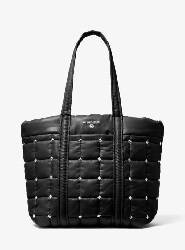 Damske Prenosná Taška Michael Kors Stirling Large Studded Quilted Recycled Polyester Čierne - Kabelky Michael Kors Akcia | FZHAG-3951